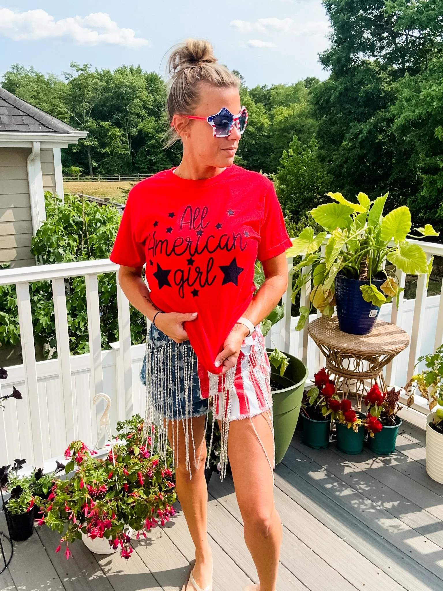 USA Flag Fringe Shorts