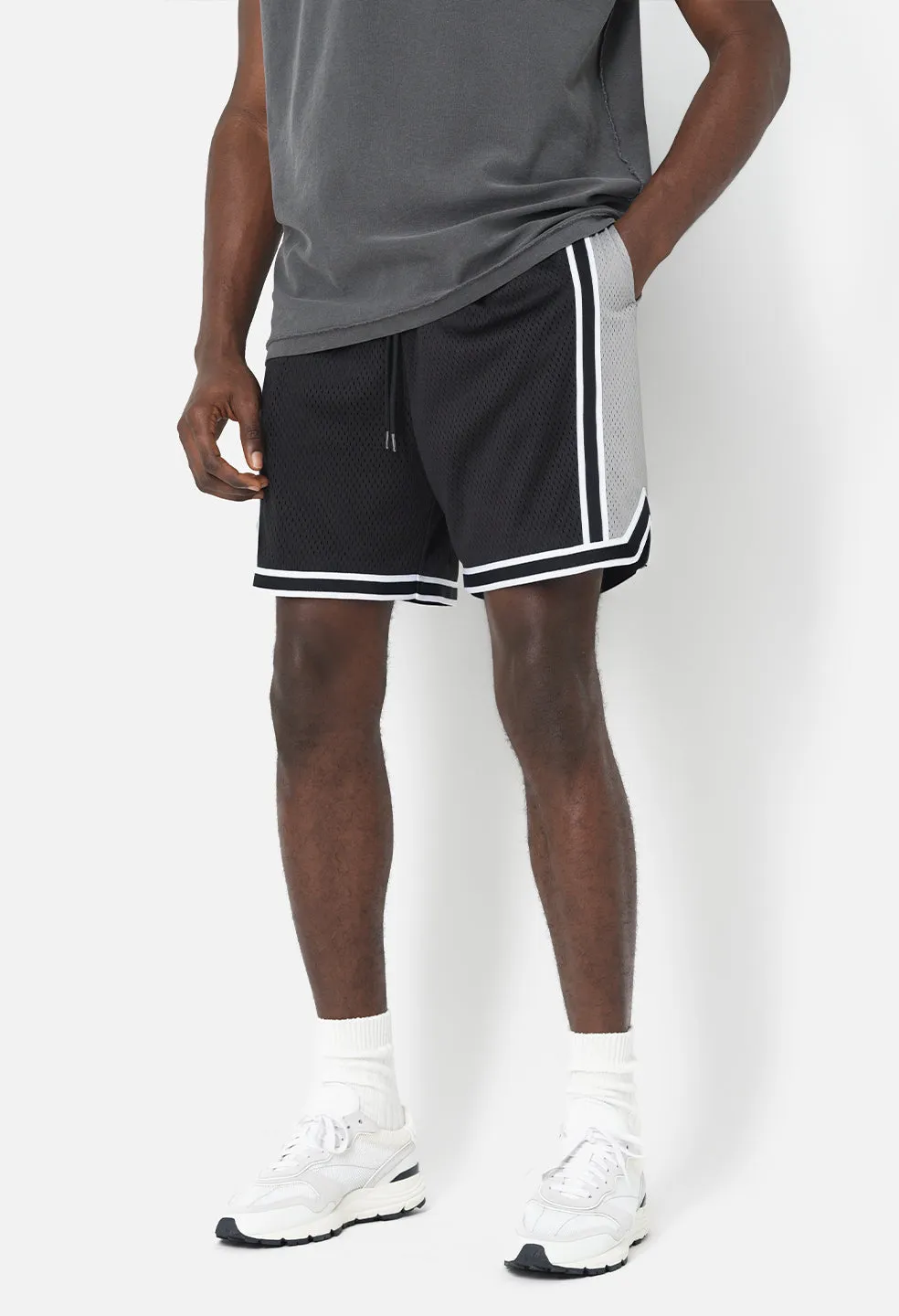 Vintage Varsity Shorts / Silver and Black