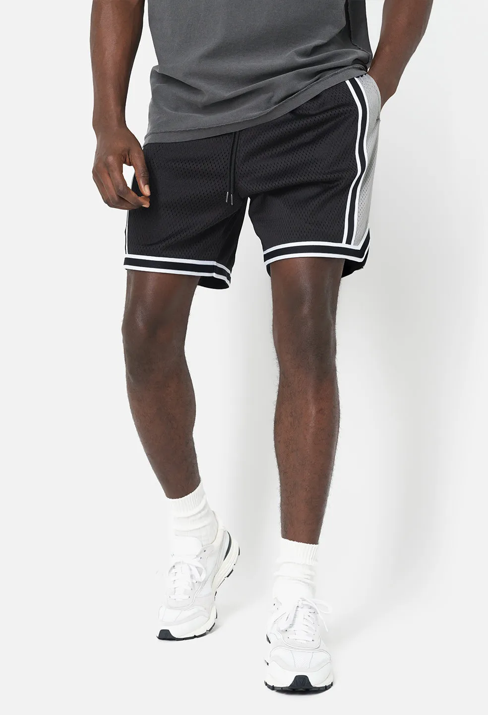 Vintage Varsity Shorts / Silver and Black