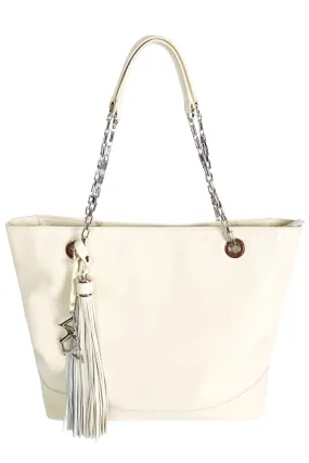 Womens Vky Original Gemma Tote Classic Large Leather Bag Handbag - Cream