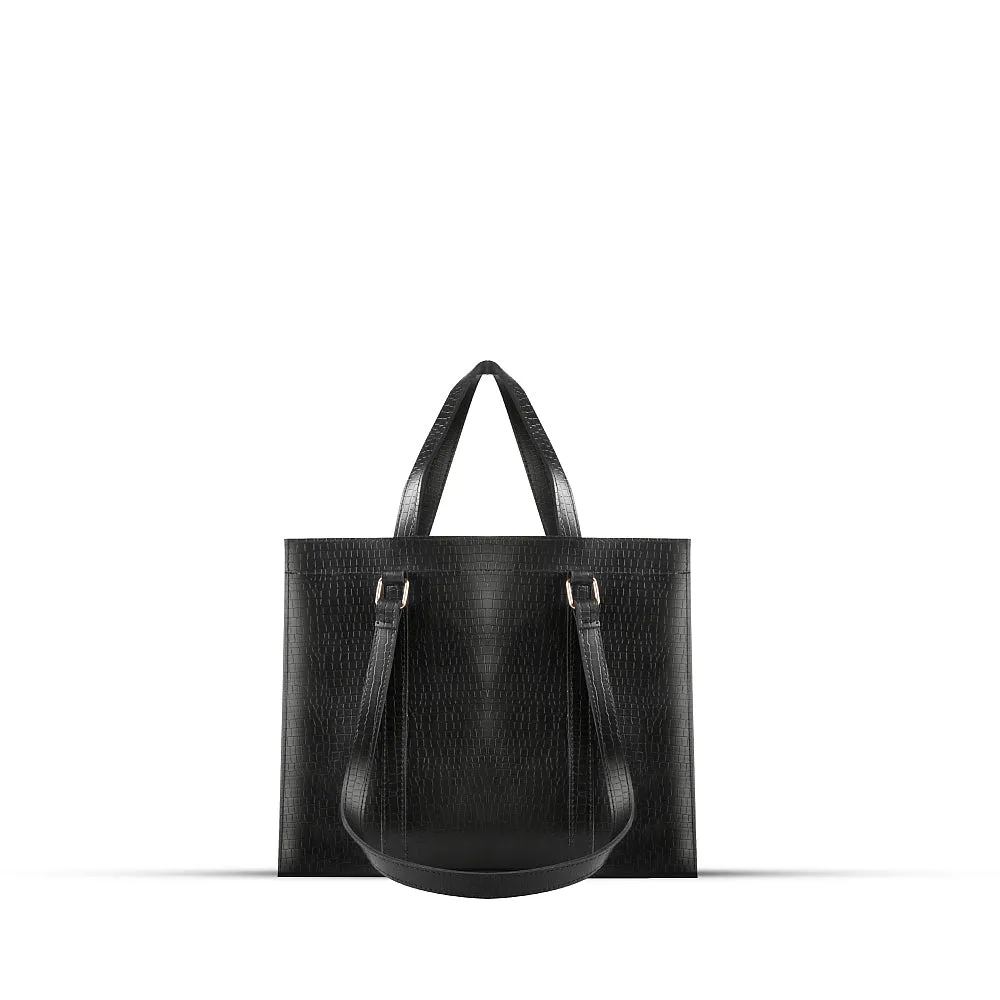 ZARA 2PC BLACK CROCODILE BAG