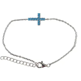 Zara Blue Cross Bracelet Silver large