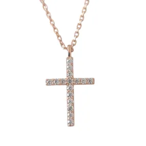 Zara Cross Necklace Rose Gold large