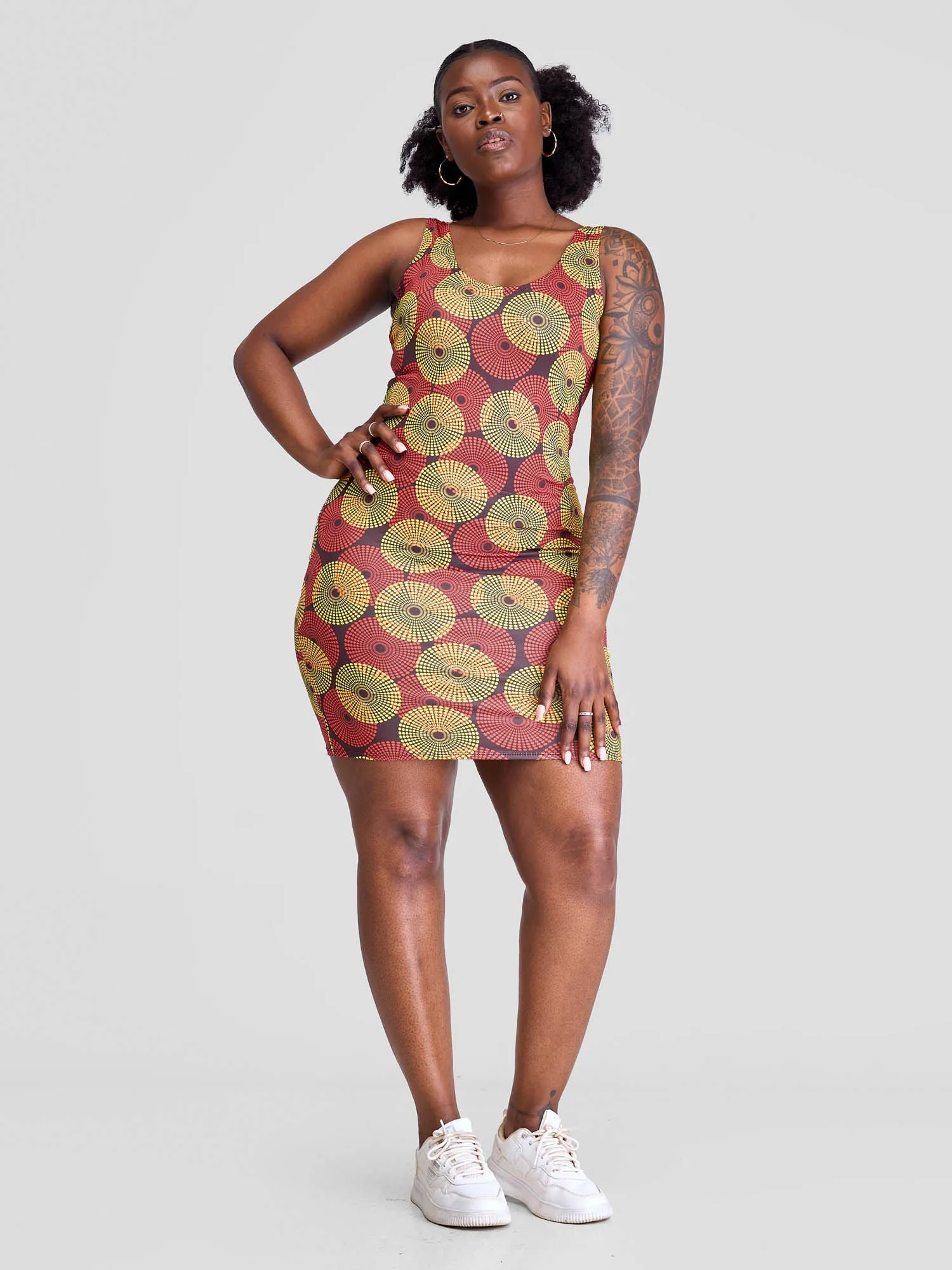 Zoya Essentials Mini Bodycon - Yellow / Red Print