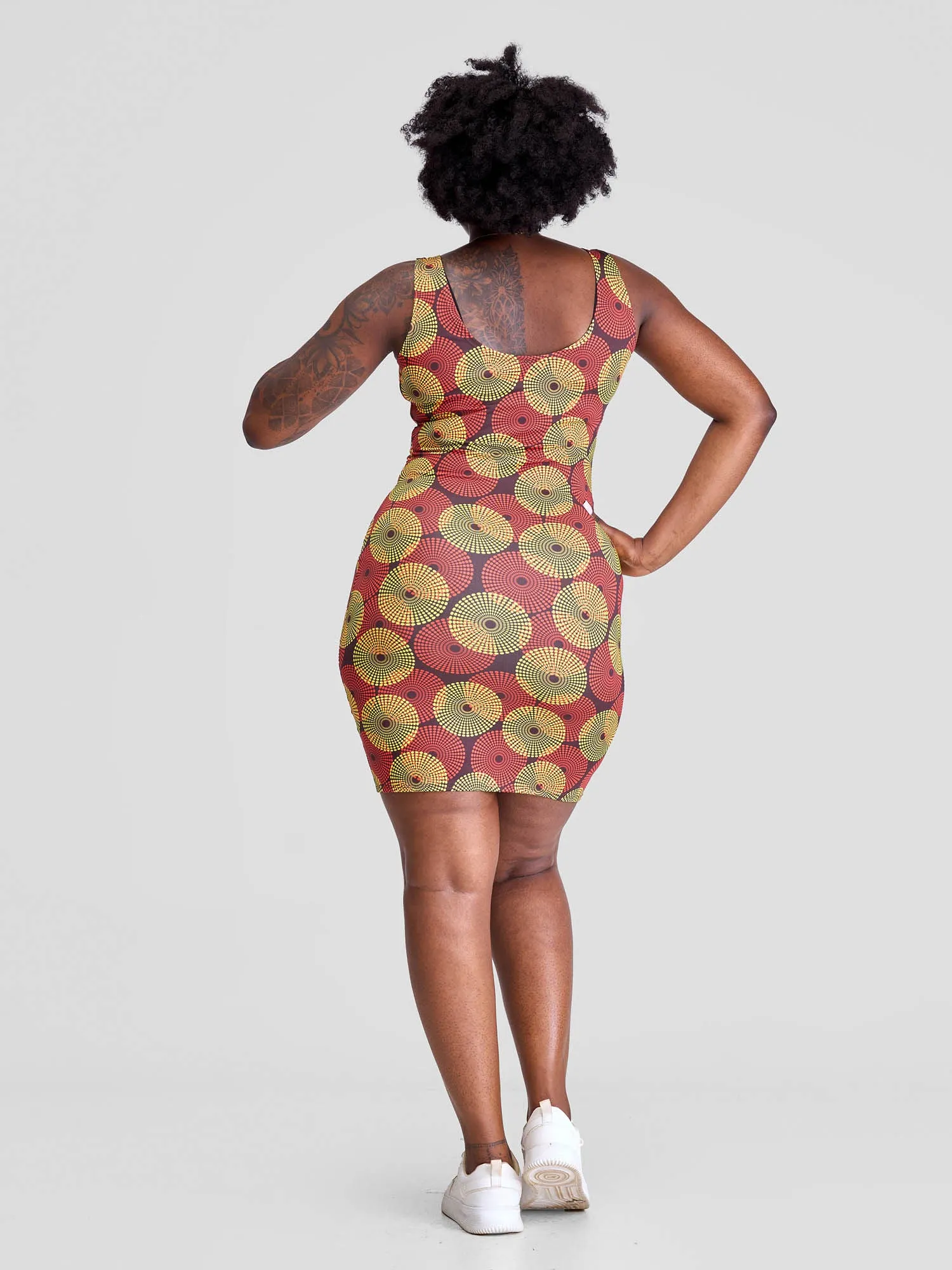 Zoya Essentials Mini Bodycon - Yellow / Red Print